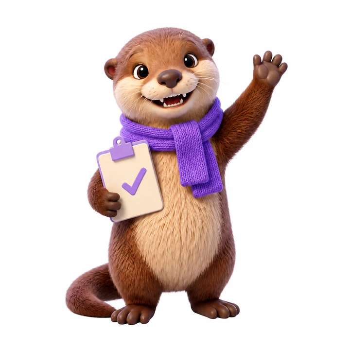 La nutria de NutriApps te da la bienvenida con su bufanda morada